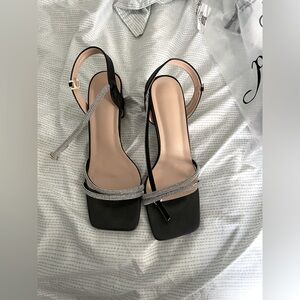 Black glitter heels